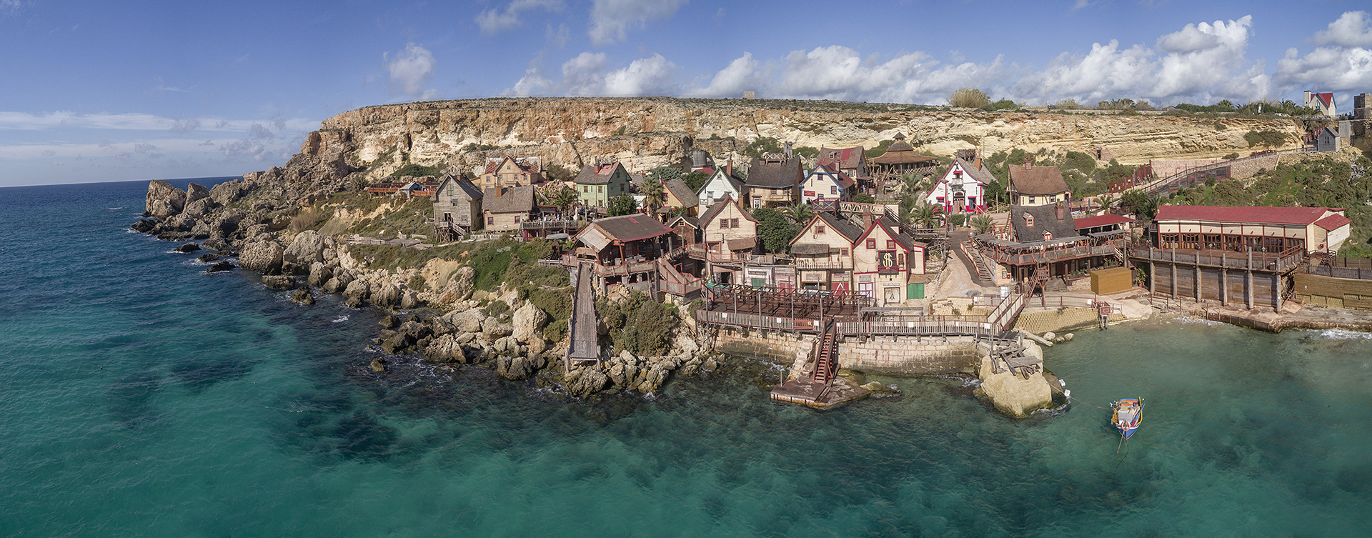Popeye village movie set, Malta from a drone